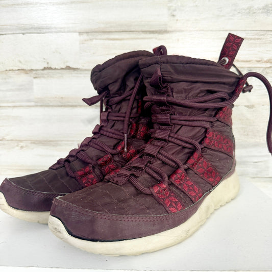 NIKE Women’s Roshe Run Hi Sneaker Boot Ankle Laced Boots Maroon Size 6