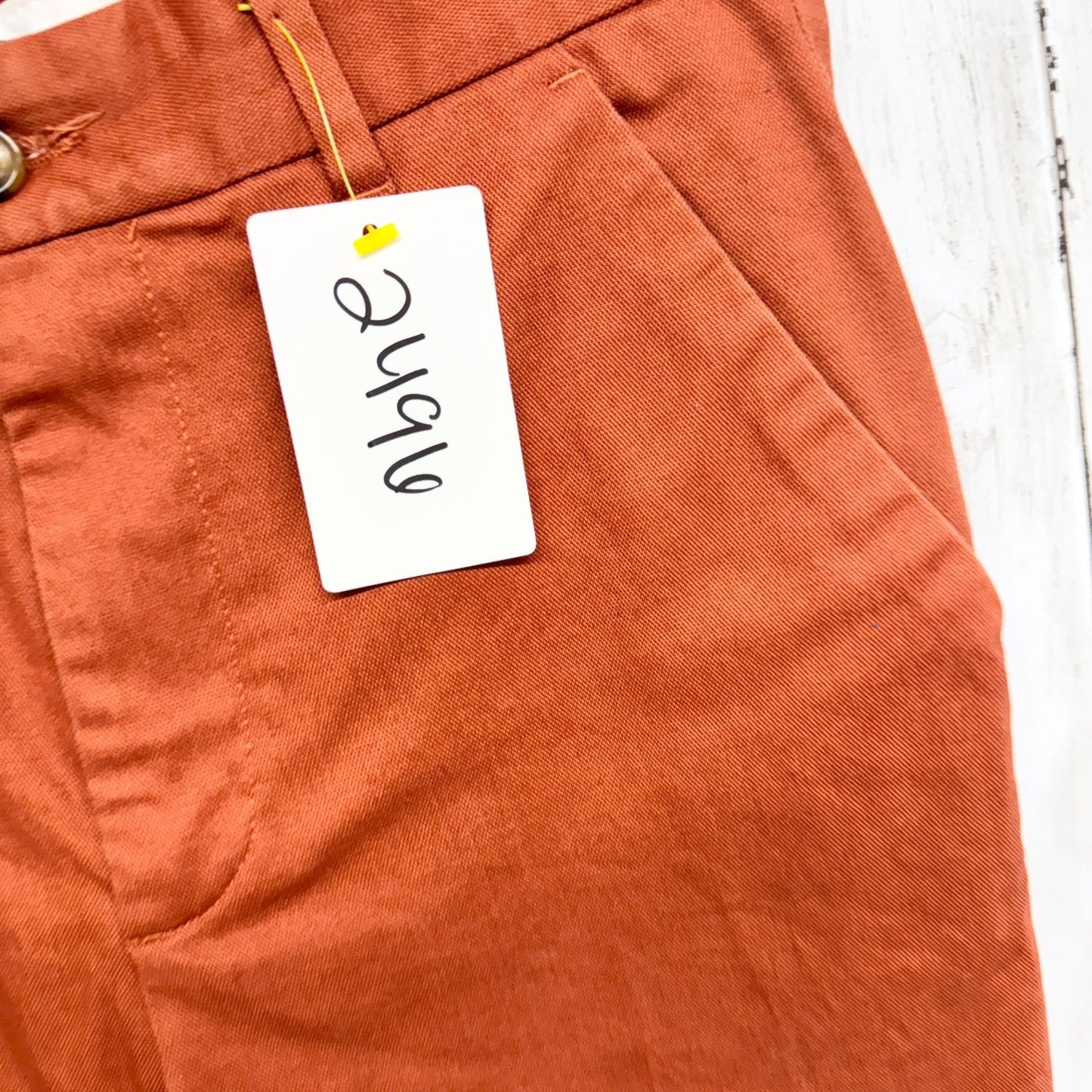 Zara Man Pants Size 29 Rust Slim Straight Chinos Cuffed Slit Pocket Zip Fly