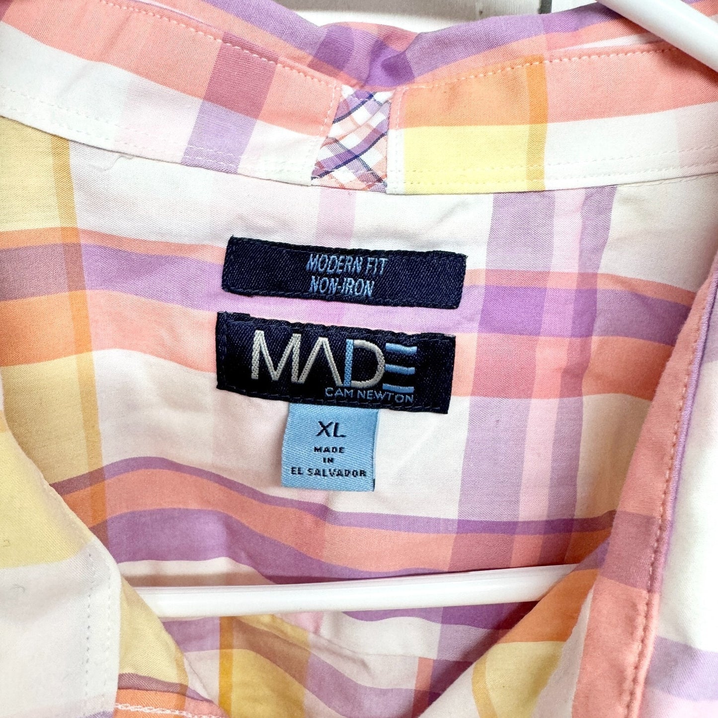 Cam Newton Made Shirt Men XL Multicolor Plaid Collared Long Sleeve Button Down