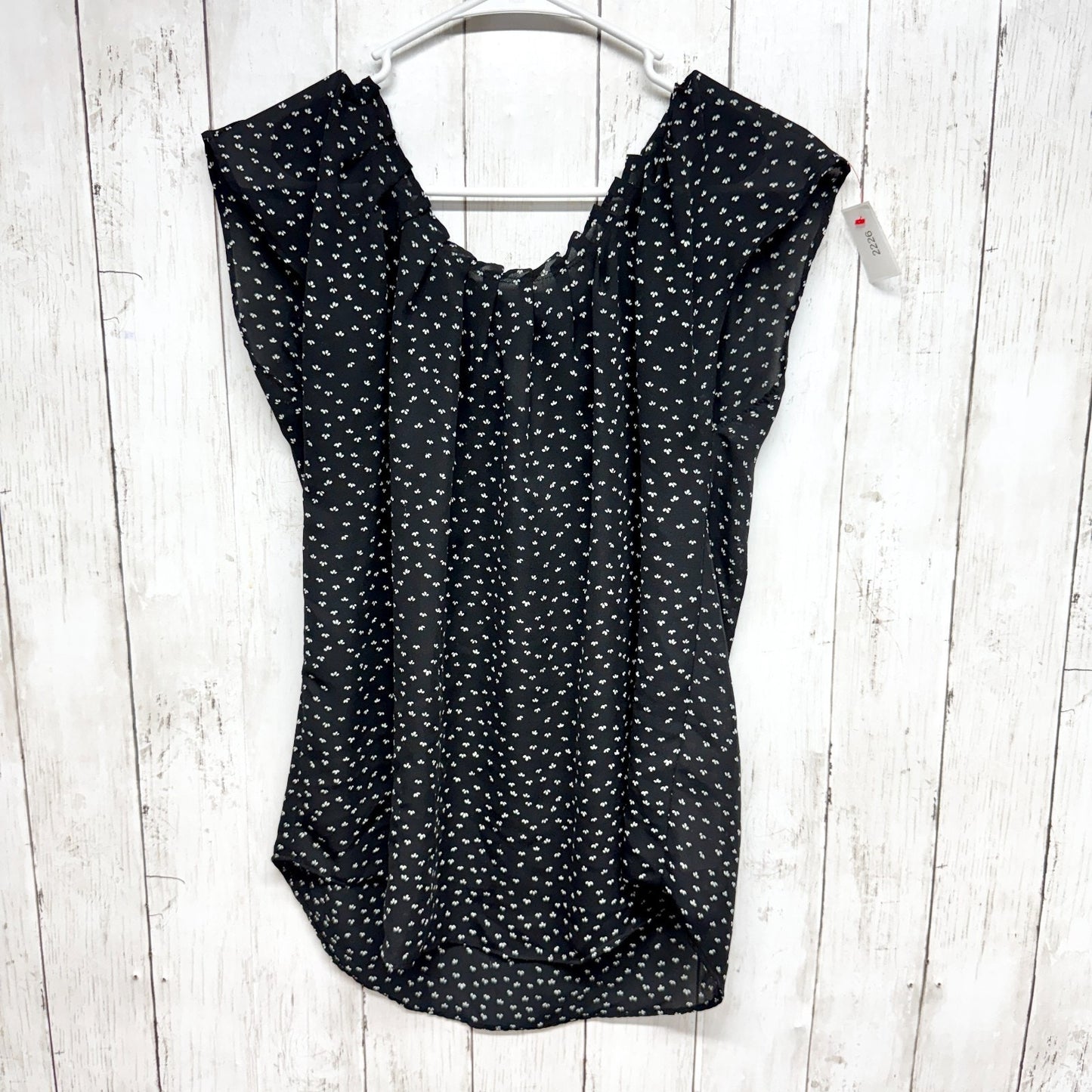 Lauren Conrad Top Women Size Medium Black White Boat Neck Short Sleeve Blouse