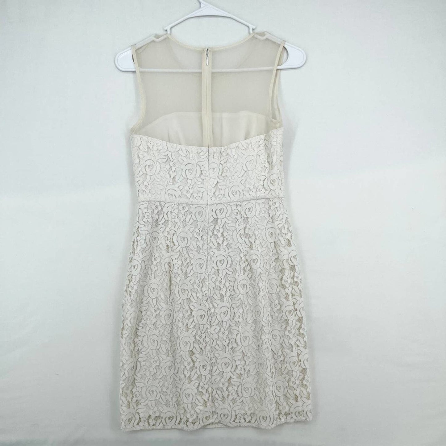 DIANE VON FURSTENBERG Dress Women Size 0 Nisha Lace Mini Floral Sleeveless Ivory