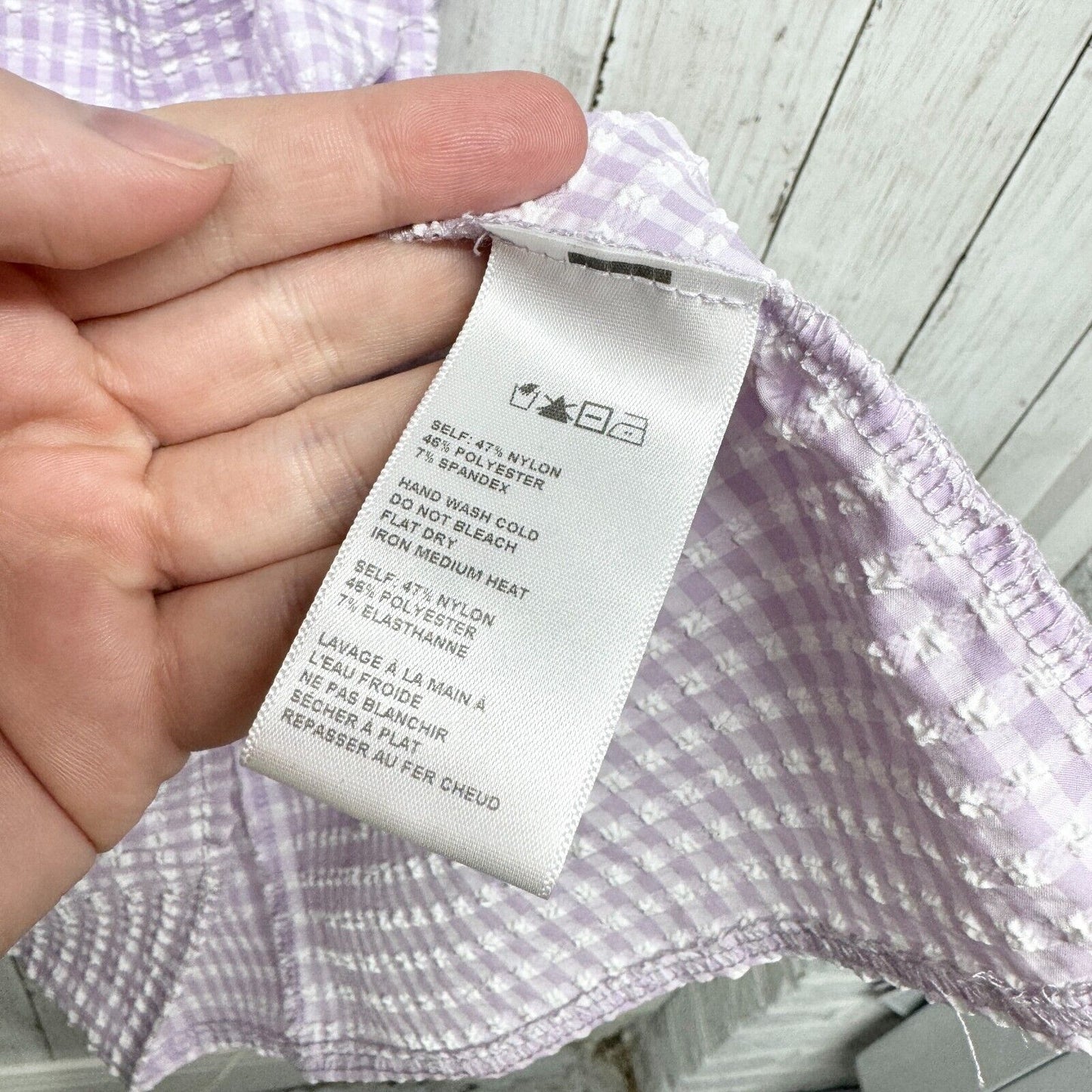 URBAN OUTFITTERS Dress Sz M Mary Gingham Plaid Textured Mini in Lavender Purple