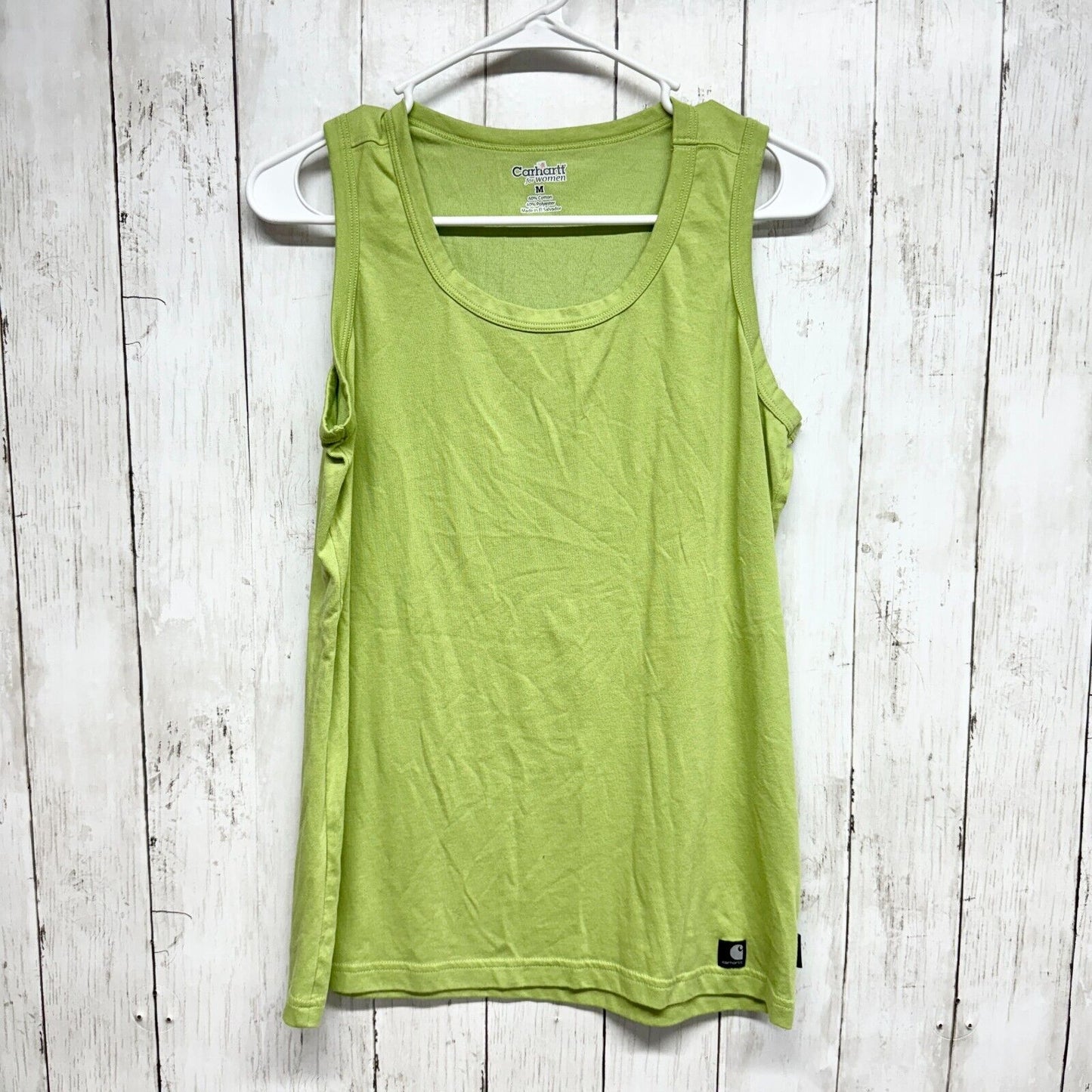 Carhartt Women Tank Top Medium Sleeveless Shirt Green Logo Cotton Basic Casual