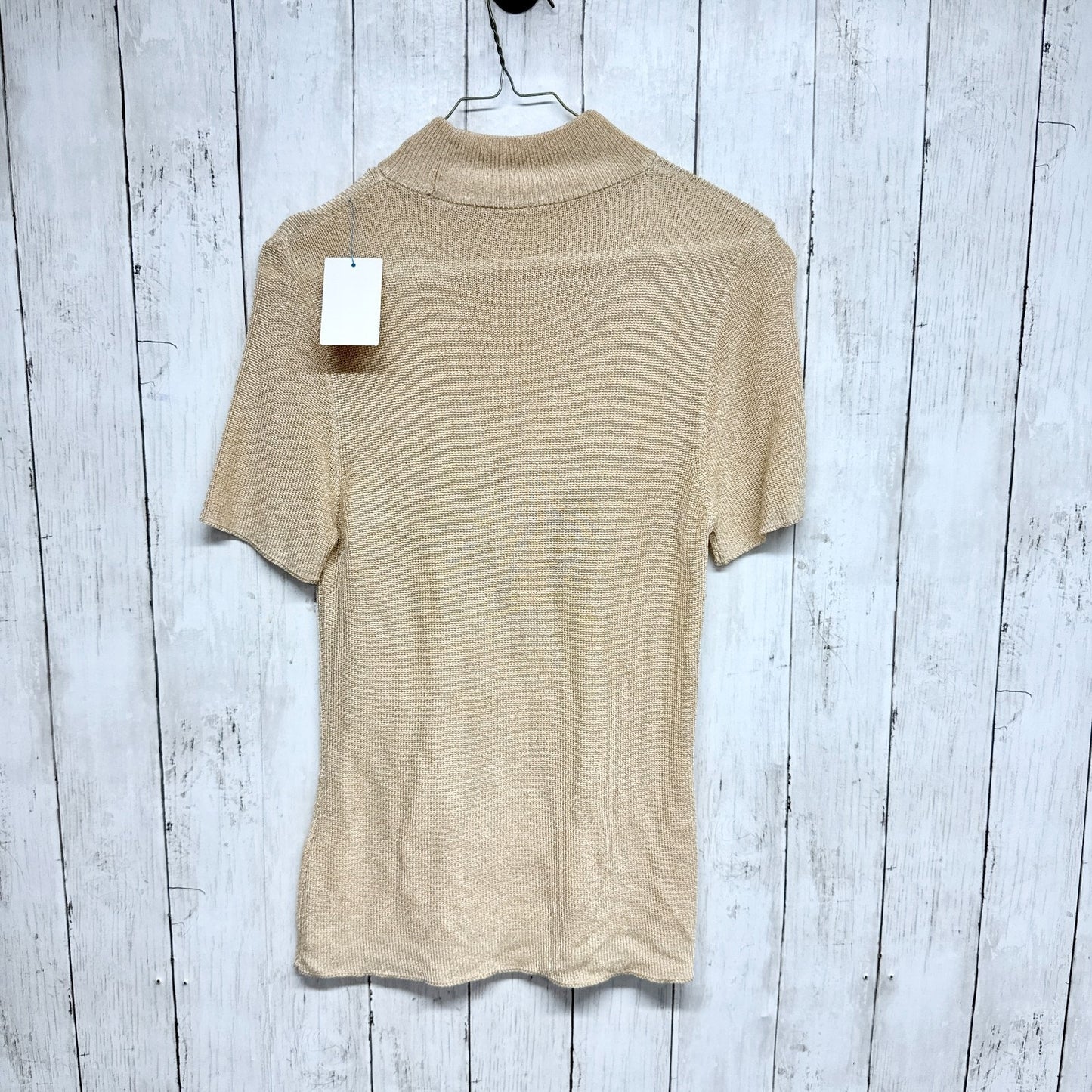St Michael Marks & Spencer Blouse Women Size 12 Gold Knit Short Sleeve Sweater