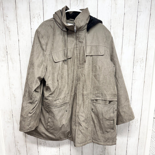 Croft & Barrow Jacket Women Size 2X Brown Suede Full Zip Hooded Pockets Outdoor
