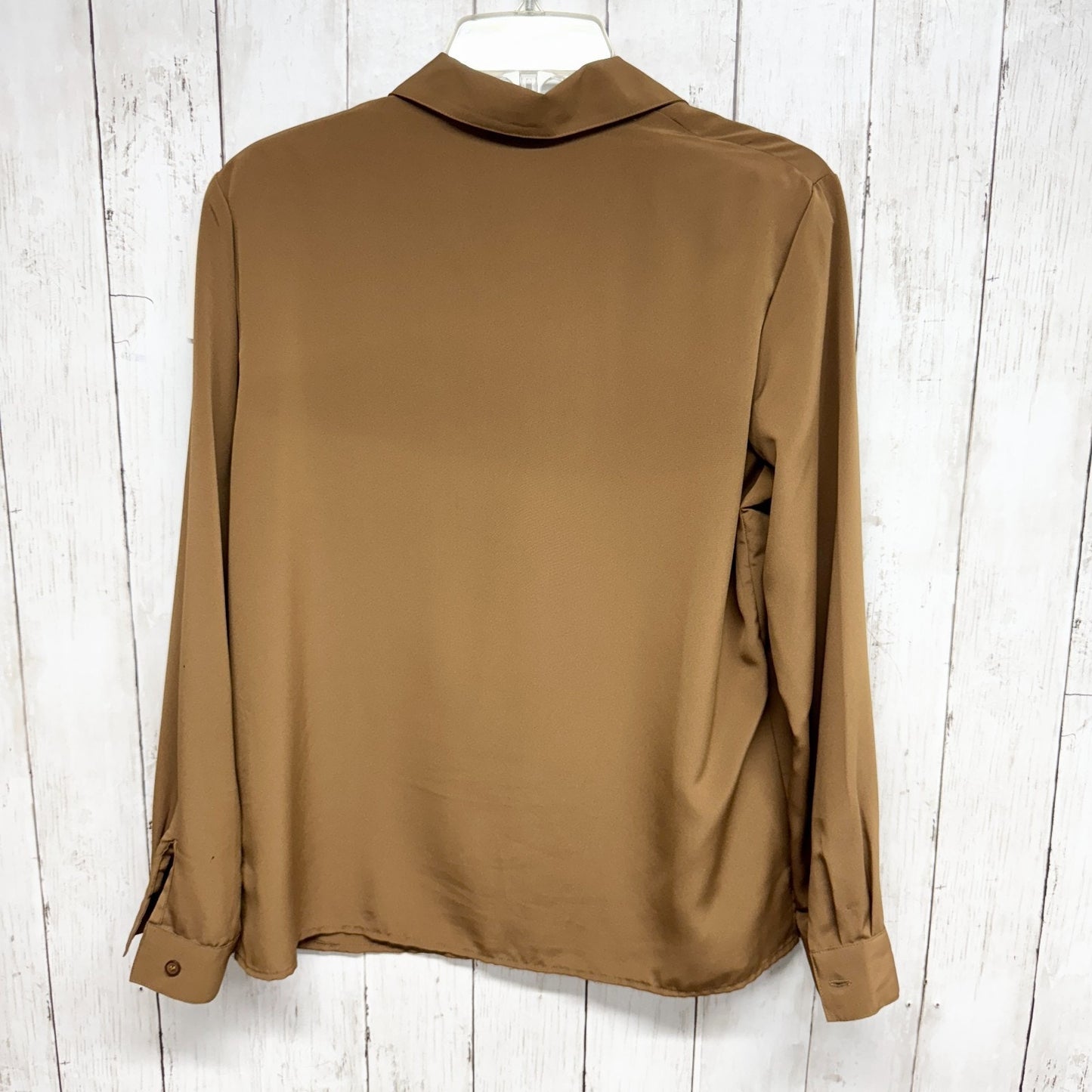 Kim Rogers Blouse Women Size Medium Brown Collared Long Sleeve Button Down Shirt