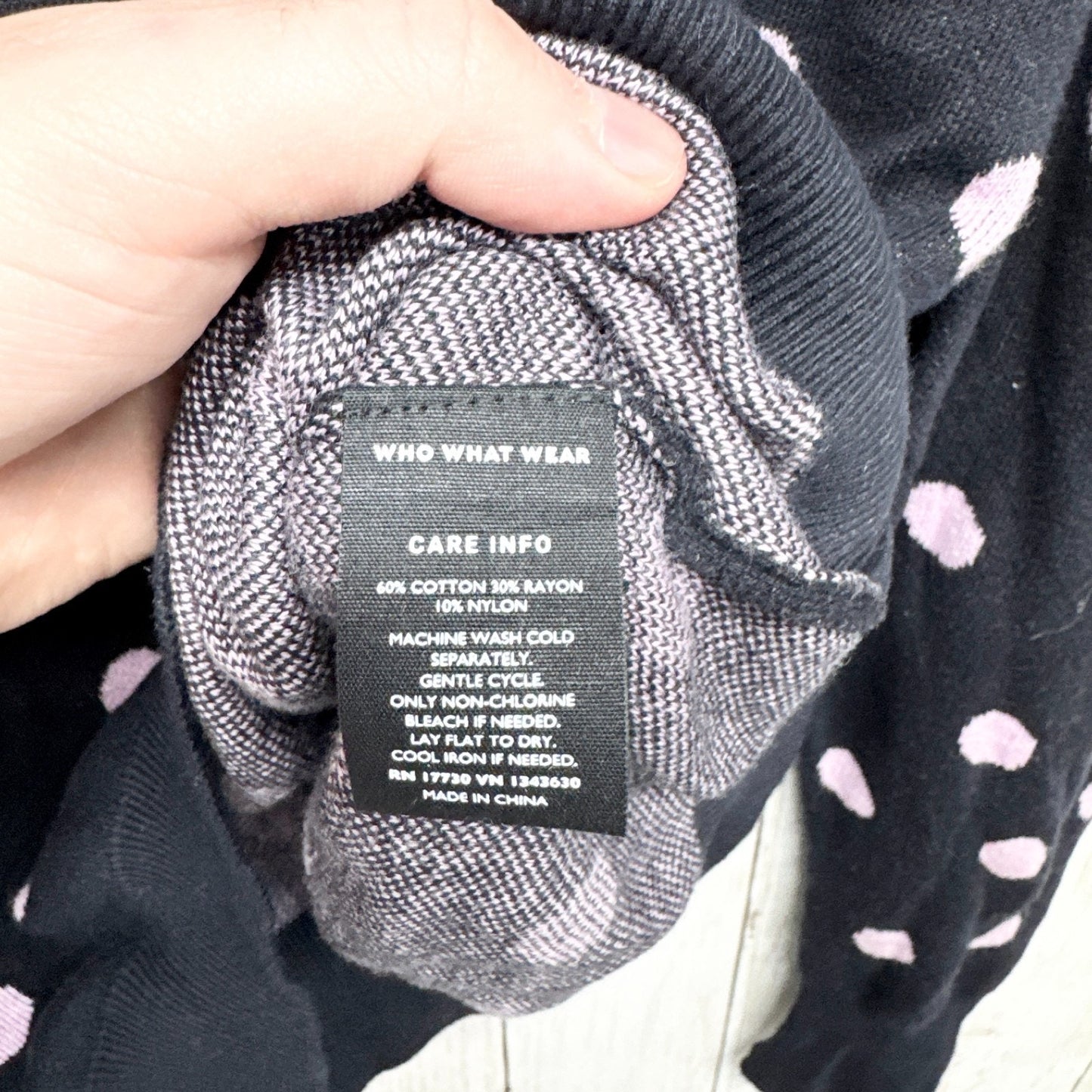 Who What Wear Sweater Women Size Small Polka Dot Mock Neck Long Sleeve Blouse