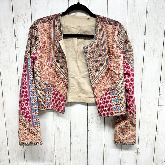 SOFT SURROUNDING Jacket Small Embroided Mirror Work 100% Cotton Open Front Boho