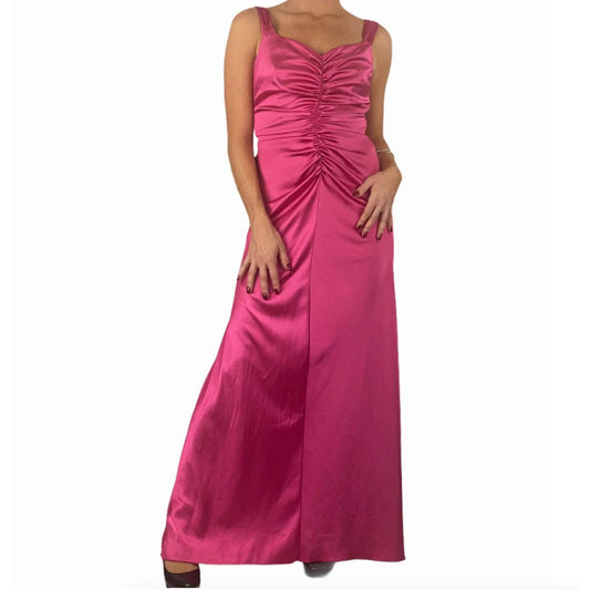 Vintage Jessica MCCLINTOCK Evening Dress Women Size 8 Ruffled Barbie Pink Sleeve
