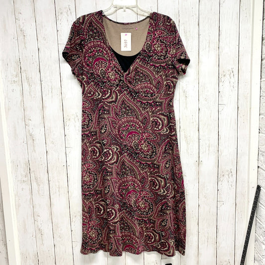 Croft & Barrow Dress Women Size Large Stretch Paisley Print Short Sleeve Midi