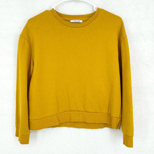 Zara Trafaluc Mustard Yellow Crewneck Long Sleeve Sweatshirt Women's Small