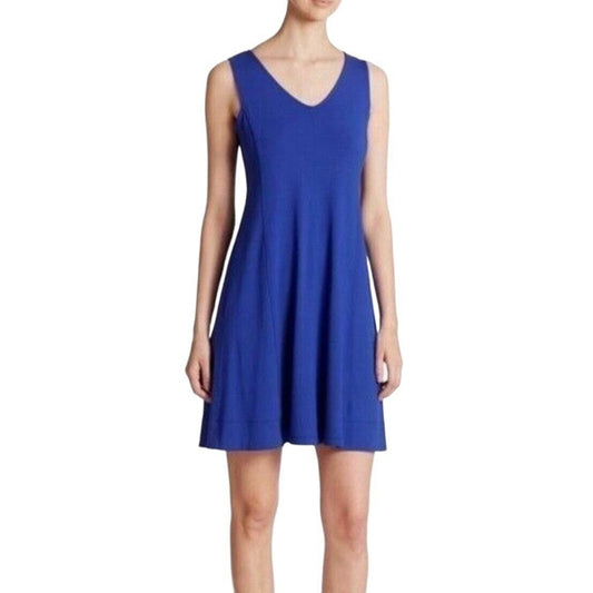 Eileen Fisher Stretch Viscose Tunic V Neck Electric Tank Dress Size Small