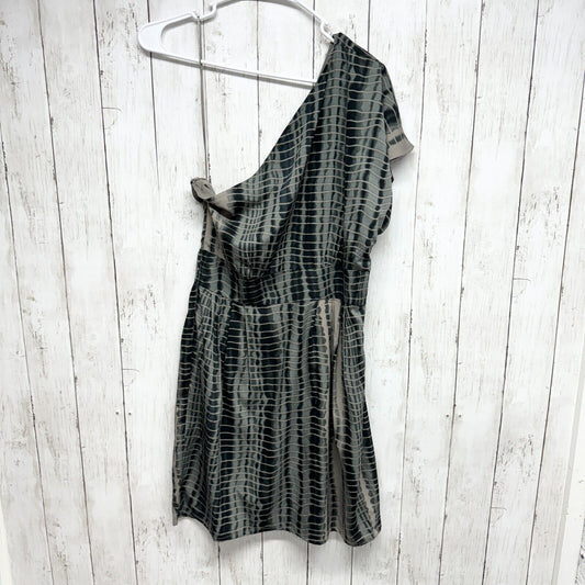 W118 by WALTER BAKER Dress Women Small Grey One Shoulder Mini Ruffled Striped