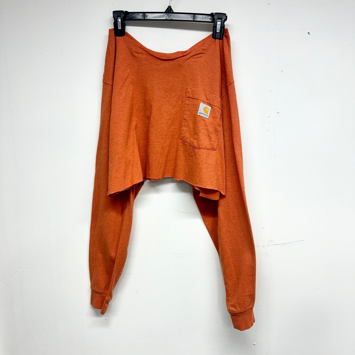 Carhartt Women Cropped Open Neck Reworked Long Sleeve Shirt Size Large