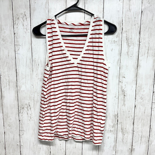 Madewell Blouse Women Size Small V Neck Sleeveless Tank Top Red White Stripe