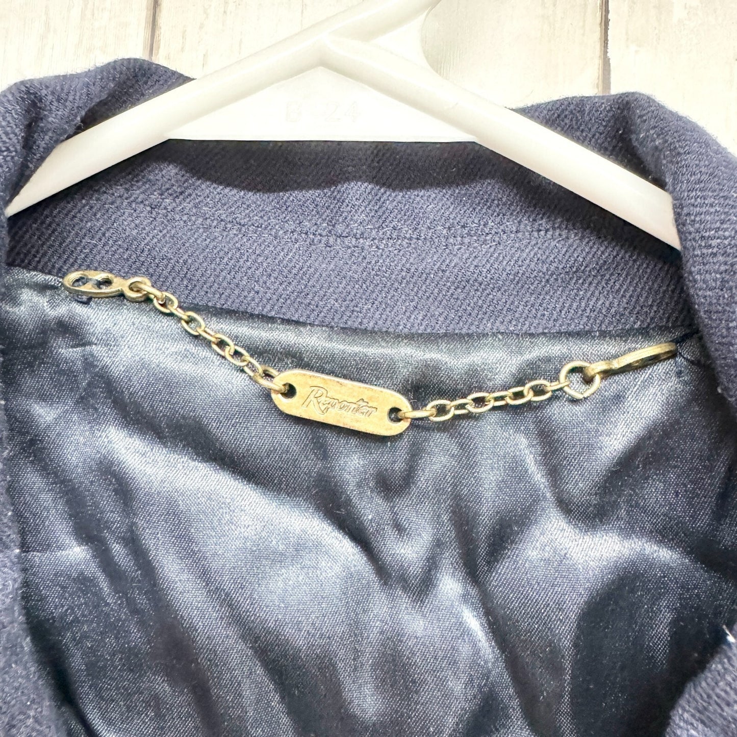 Vintage Reporter Coat Large Navy Collared Button Belted Split Back Long Peacoat