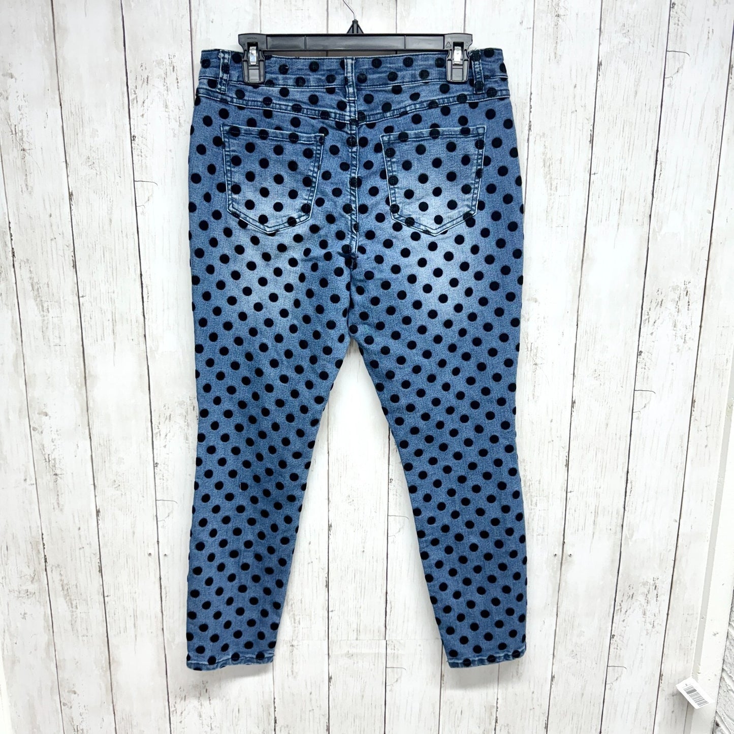 Artisans NY Jeans Women Size 10 Black Polka Dot Denim Blue Low Rise Ankle Skinny