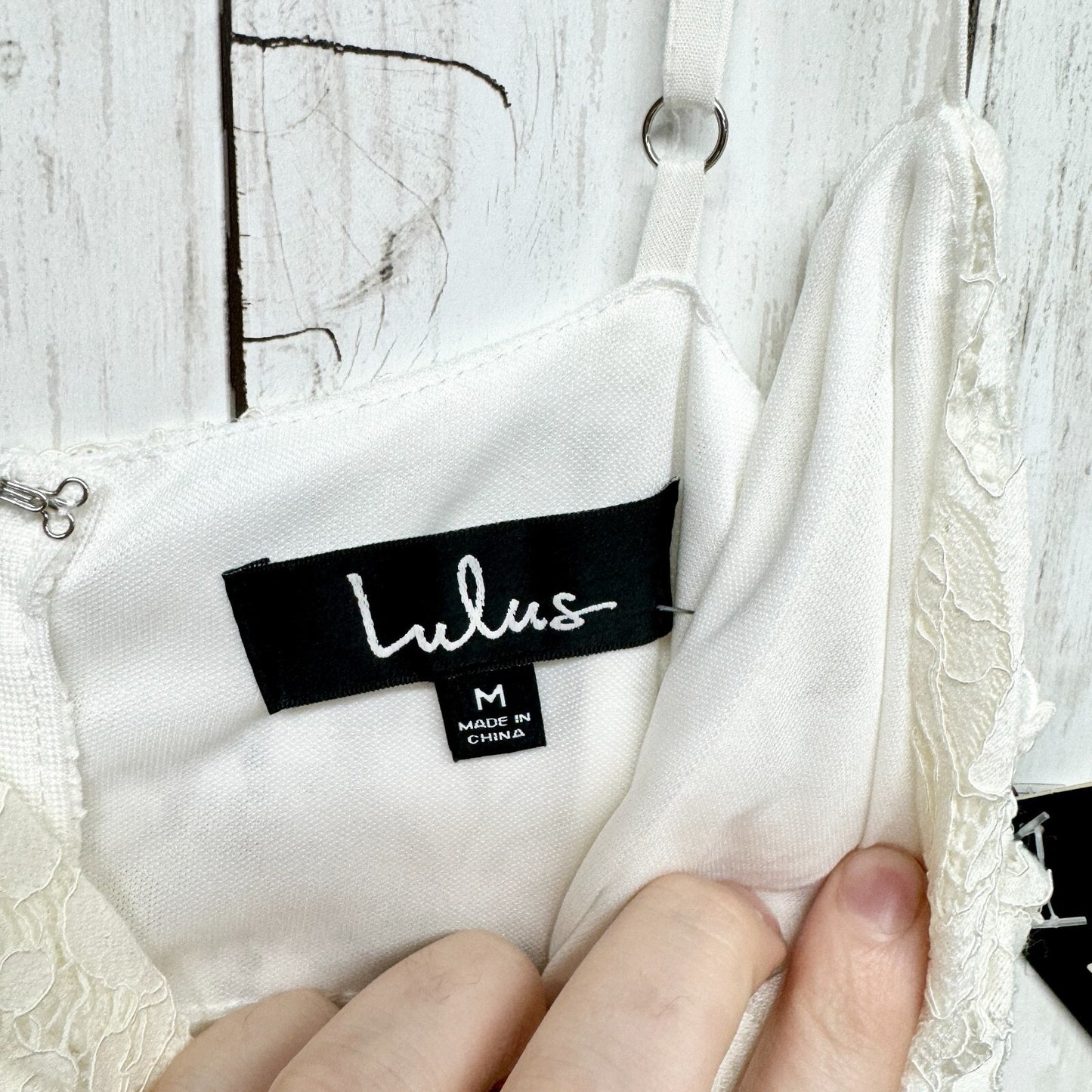LULUS Dress Women Size M Easy Love White Lace Skater Adjustable Strap NEW
