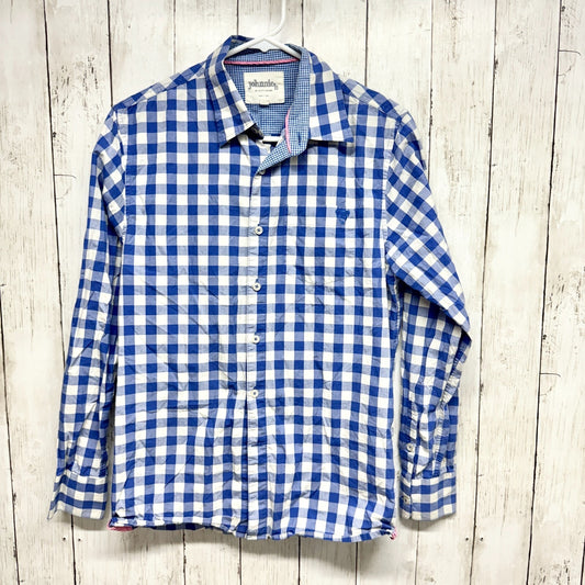 Johnnie-O Shirt Men M Hangin' Out Button Down Shirt Helios Blue Plaid Cotton