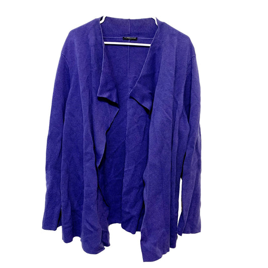 EILEEN FISHER Sweater XL Midnight Silk /Organic Cotton Interlock Shawl Collar