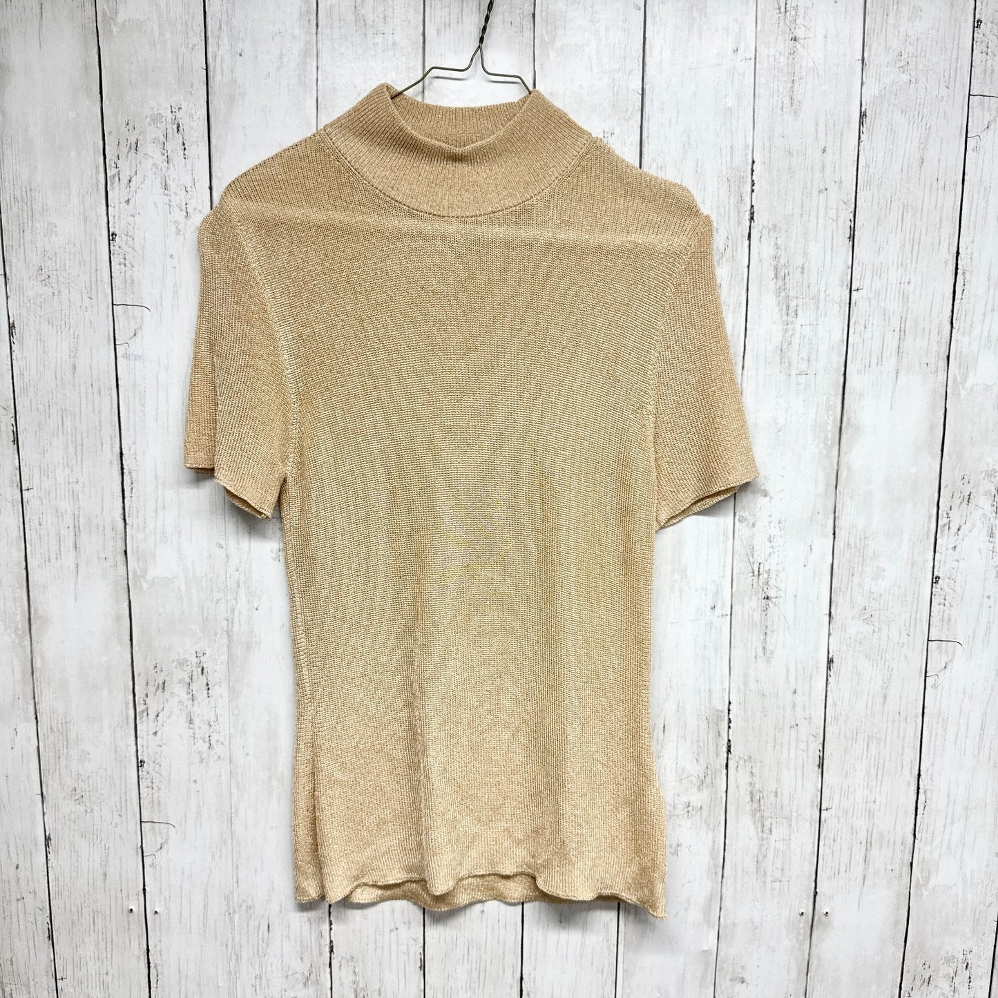 St Michael Marks & Spencer Blouse Women Size 12 Gold Knit Short Sleeve Sweater