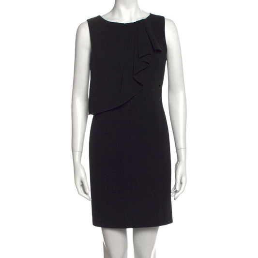 MOSCHINO CHEAP AND CHIC Dress Women Size 6 Black Bateau Neckline Mini Ruffled