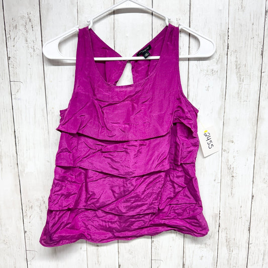 Ann Taylor Shirt Women Size XS Fuchsia Ruffle Tiered Sleeveless Blouse Tank Top