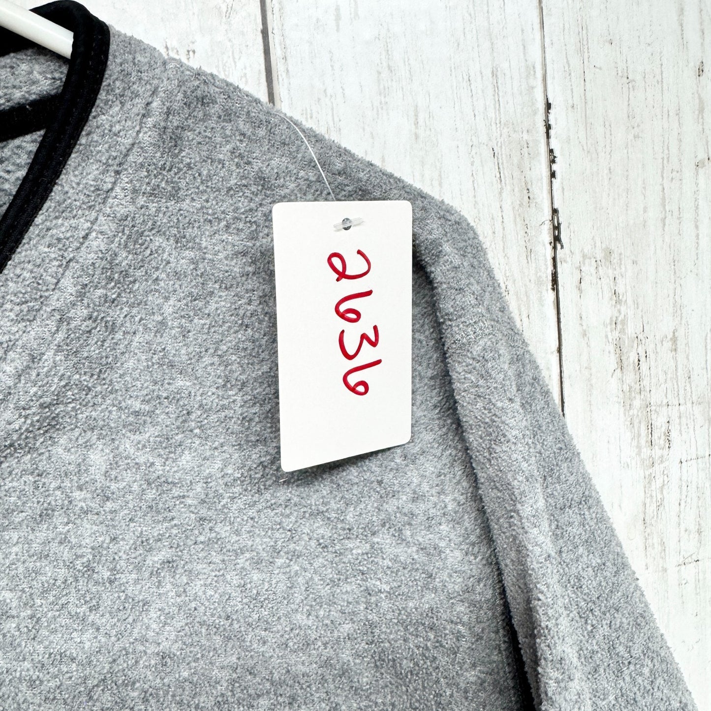 Vtg Red Oak Sweater Women Size Large Gray Fleece VA Tech V-Neck Long Sleeve