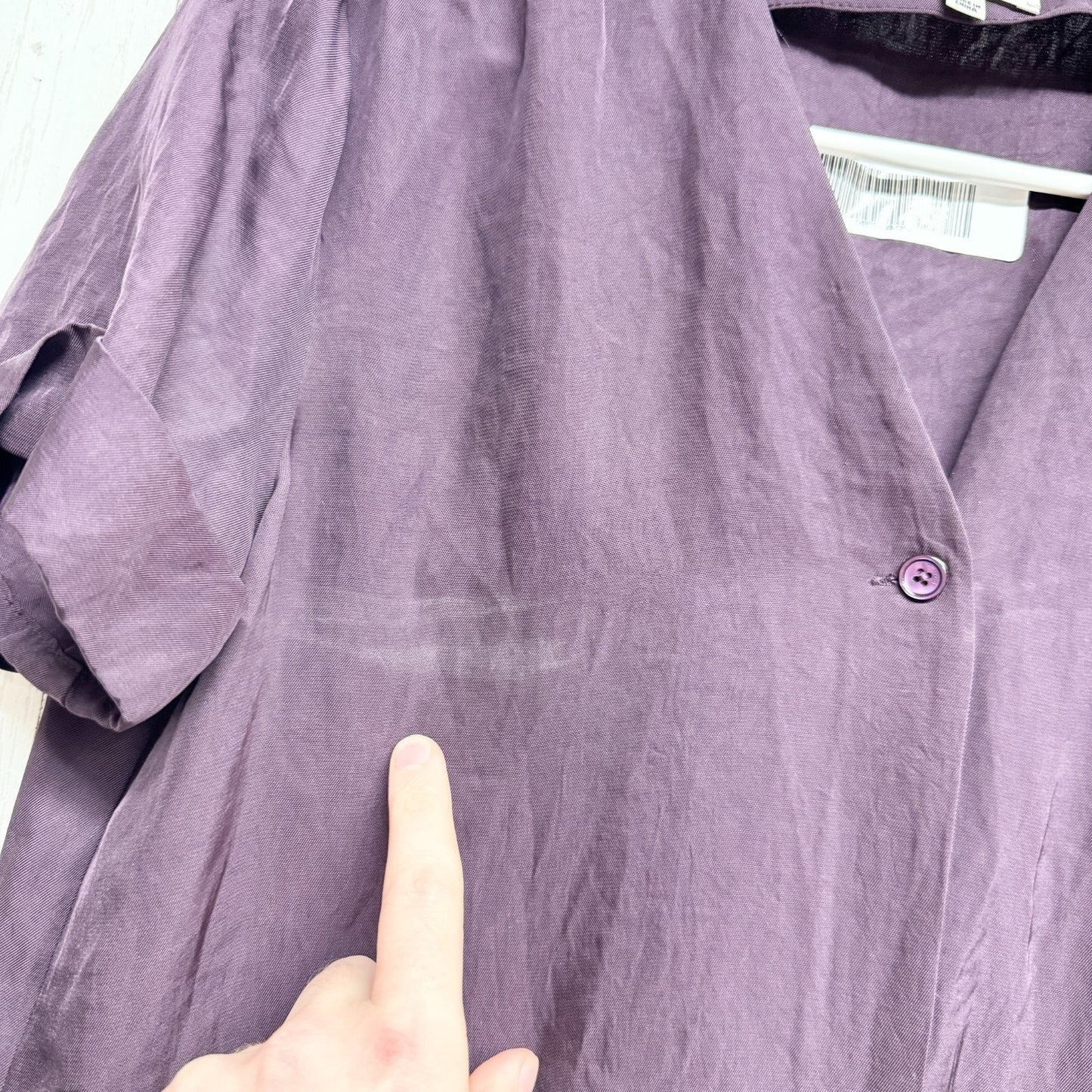 Wilfred Top Women Size XS Plum Vneck Button Short Sleeve Blouse Cuff Sleeves
