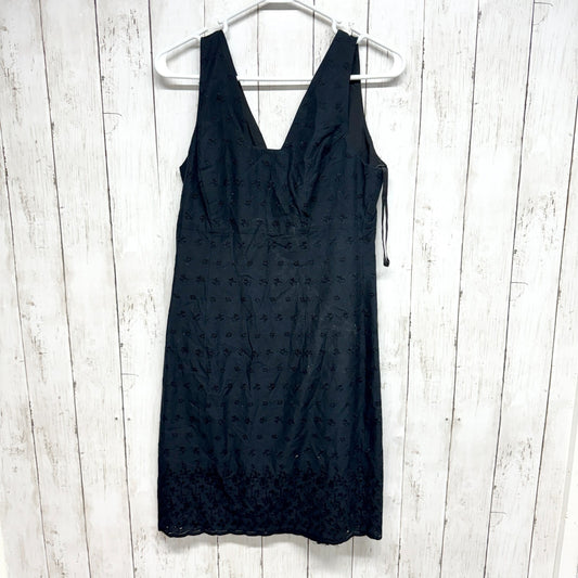AMANDA SMITH Dress Women Sz 6P Floral Embroidered Sleeveless Black Cotton Mini