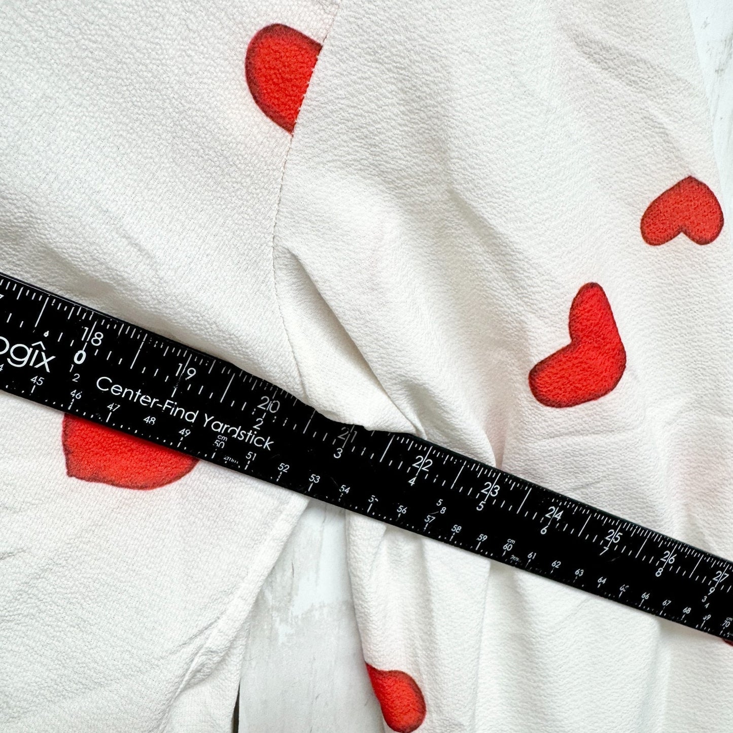 Boohoo Shirt Women Chest 42" White Heart Collared Long Sleeve Button Down Blouse