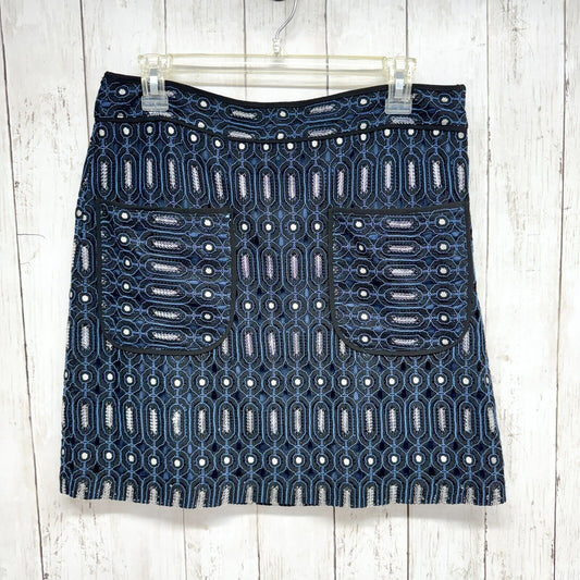 ANN TAYLOR LOFT Skirt Women 8 Low Rise A line textured Blue Double Front Pocket