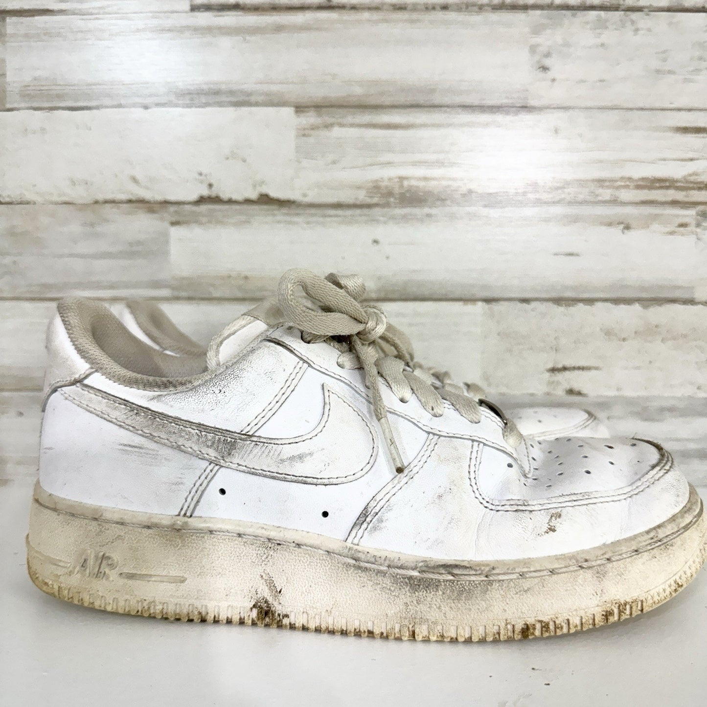 Nike Shoes Size 7.5 Air Force 1 White Leather Low Top Sneakers Lace Up Casual