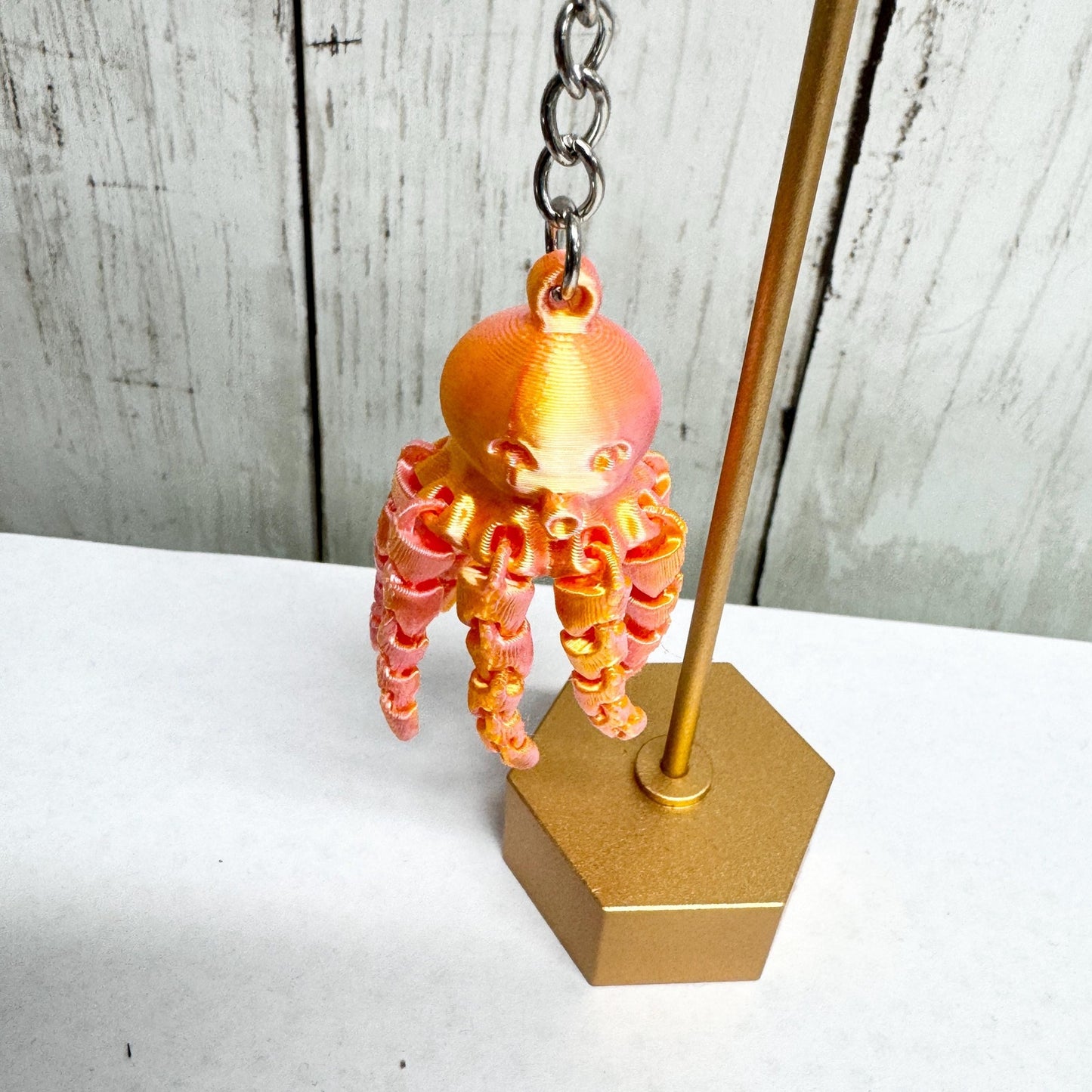 Eradesant 3D Printed Pink/Orange Octopus Keychain Unique Design Orange Colorful Octopus Charm Animal Key Accessory Practical & Fun