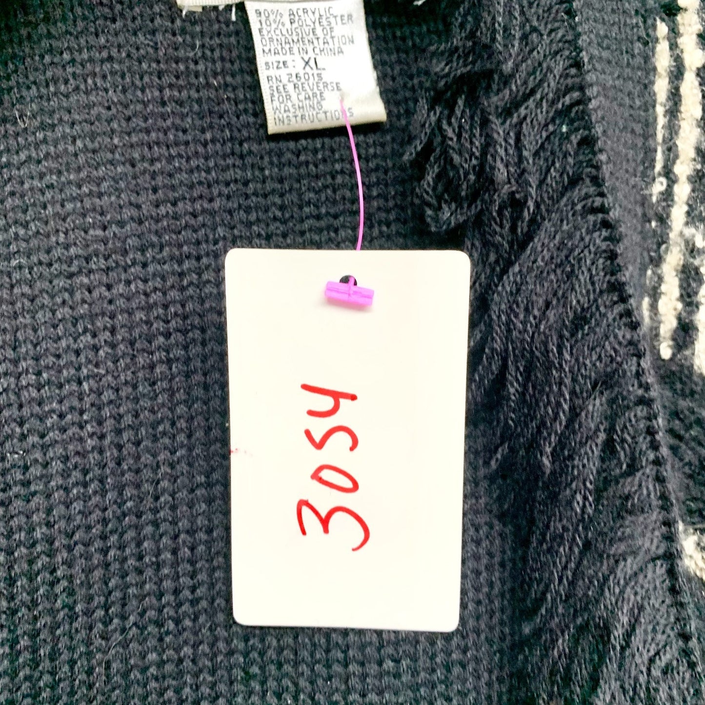 Vintage Abito Sweater Women Size XL Pattern Front Long Sleeve Fringe Cardigan