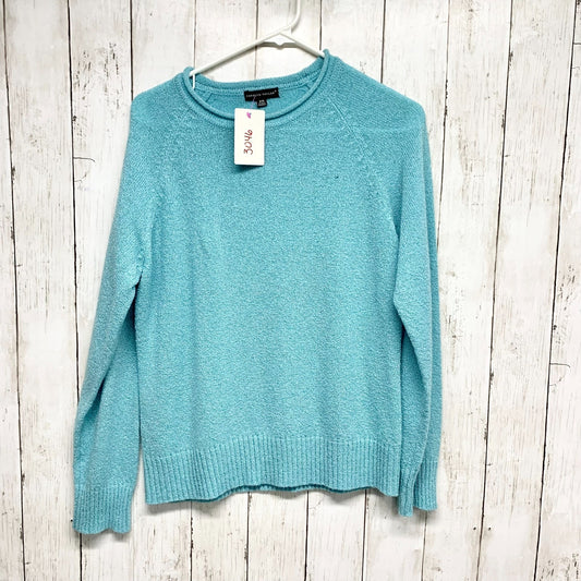 Carolyn Taylor Sweater Women Size Medium Blue Round Neck Knit Long Sleeve Preppy