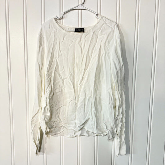 Vintage 2000 Eileen Fisher Round Neck Long Sleeve Rayon Blouse White Large