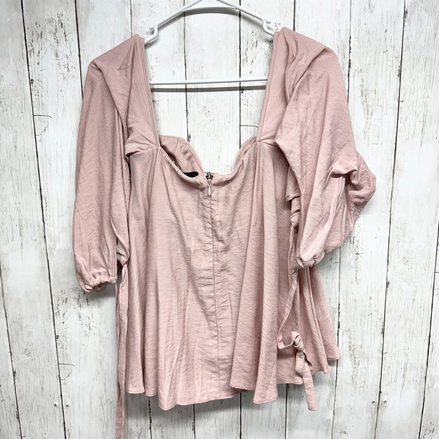 DO + BE Blouse Women Size Small Pink Off Shoulder Balloon Sleeve Sweetheart Top