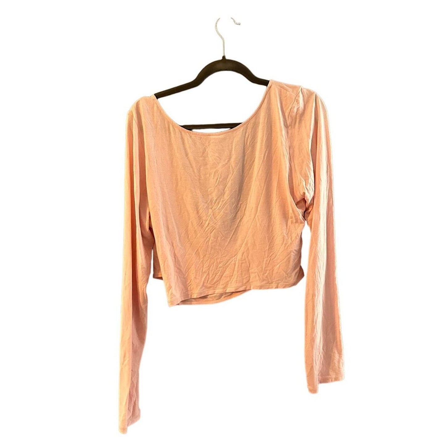 BANDIER X SOMETHING NAVY Top Women Size 2XL Cropped Crossover Pale Blush Pink