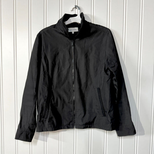 Calvin Klein Black Collared Winter Bomber Jacket Size Medium