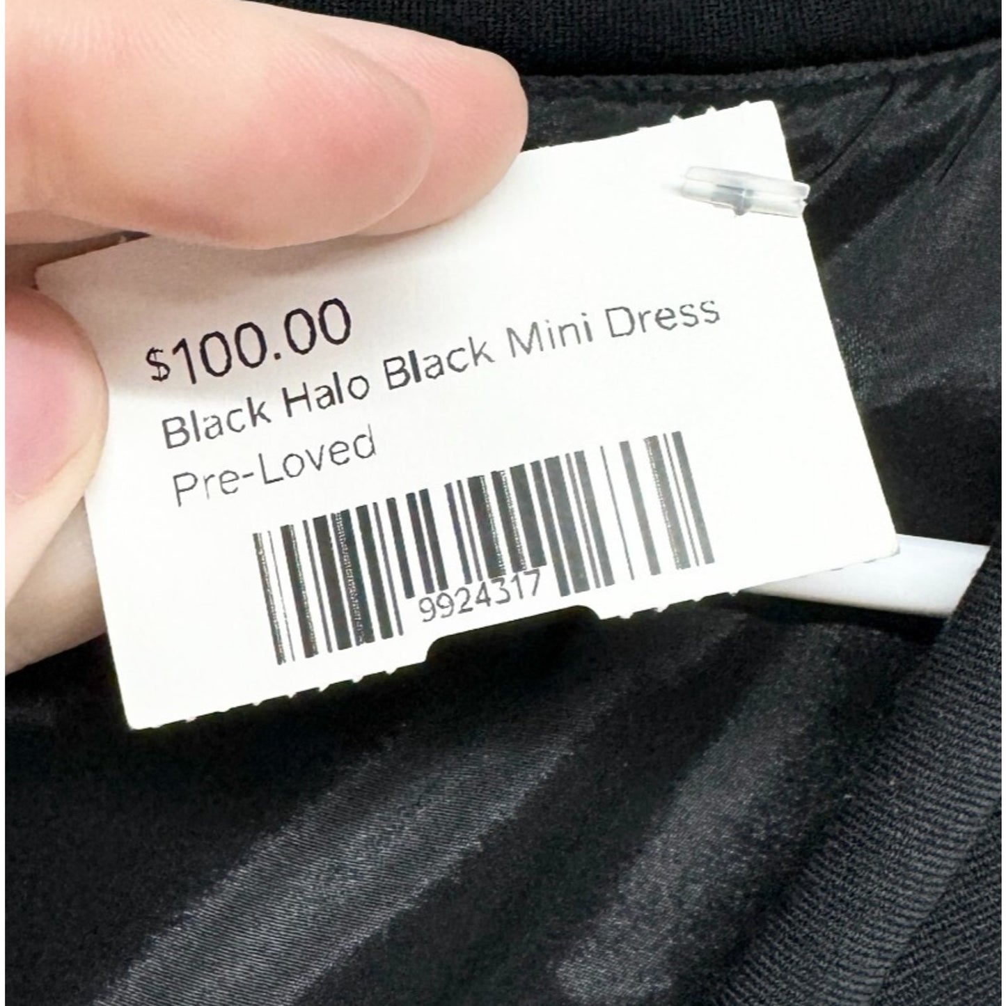 Black Halo Dress Women Size 8 Black Sleeveless Side Neckline Mini Pleated