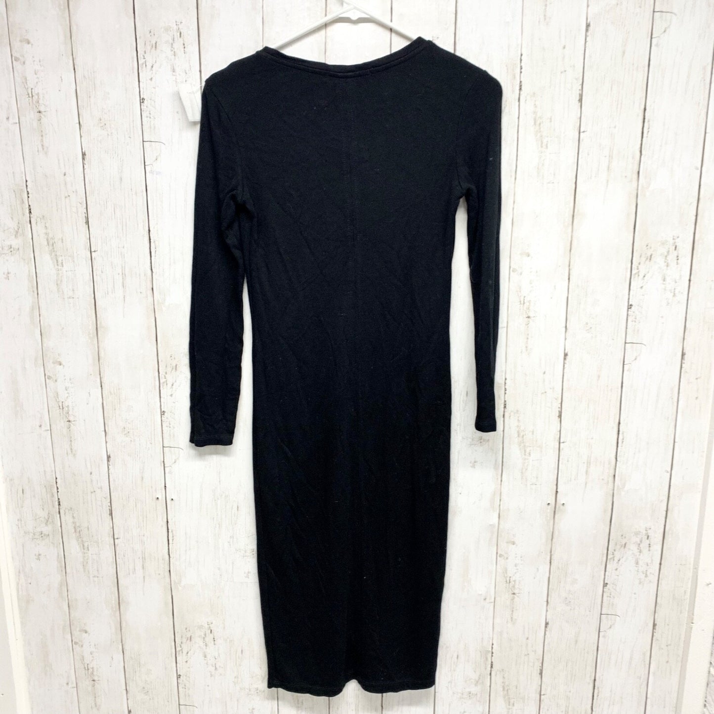 Bershka Dress Women Size Small Crewneck Long Sleeve Midi Black Evening Business