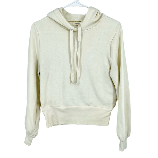 MADEWELL Hoodie Women Size XS Bubble Sleeve Outdoor Cream Cropped Sweater