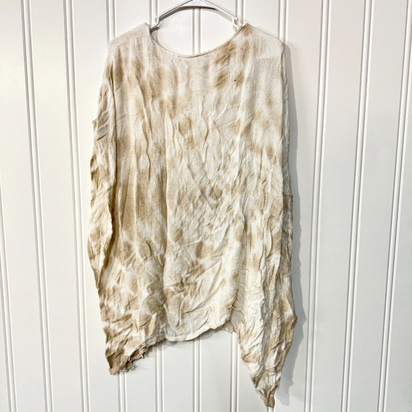 ELAN Kamono Cream Tie Dye Spiral Oversized Lightweight Knit Poncho Cover Up OS