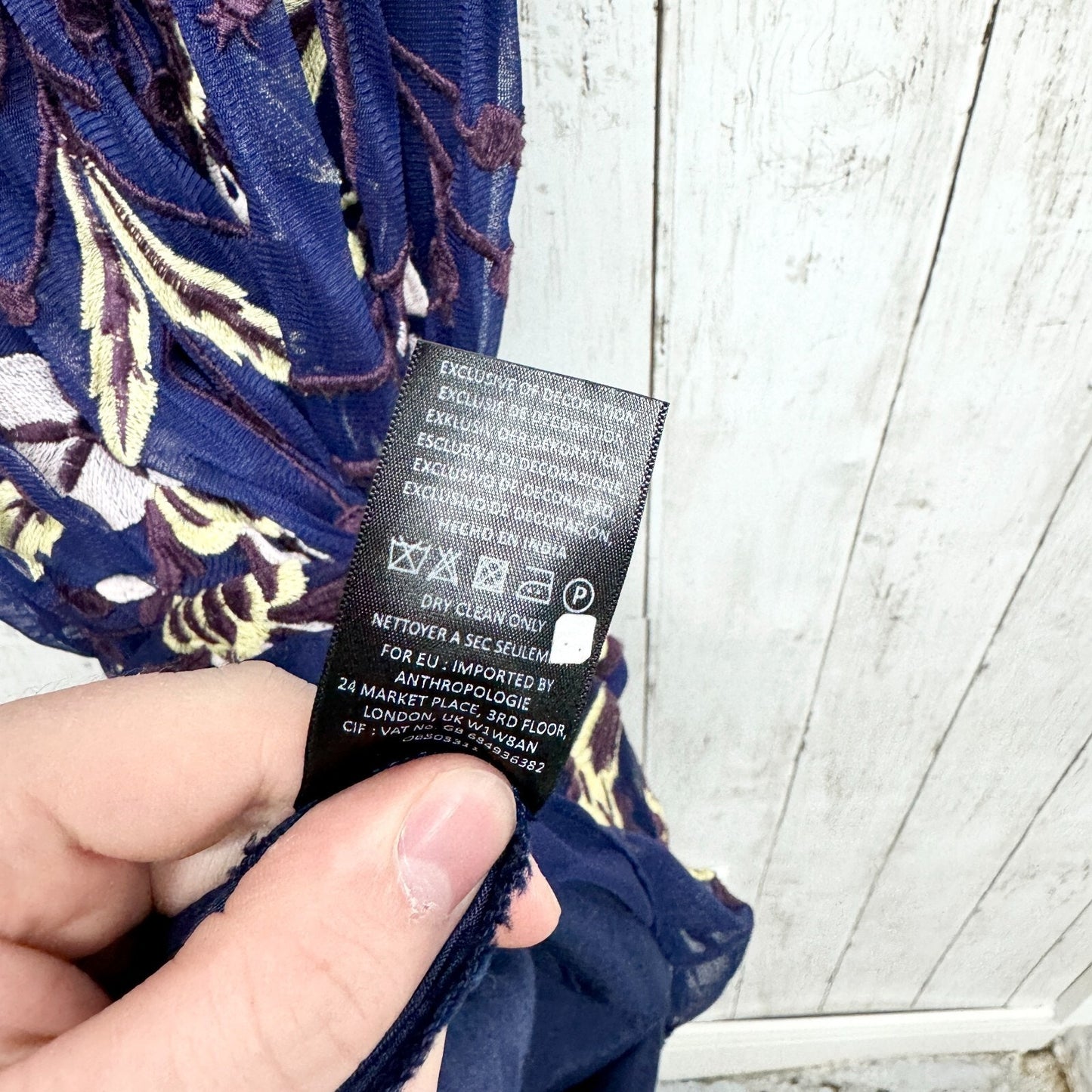Anthropologie Moulinette Dress Sz 2 Soeurs Alicante Embroidered A-Line Blue Midi