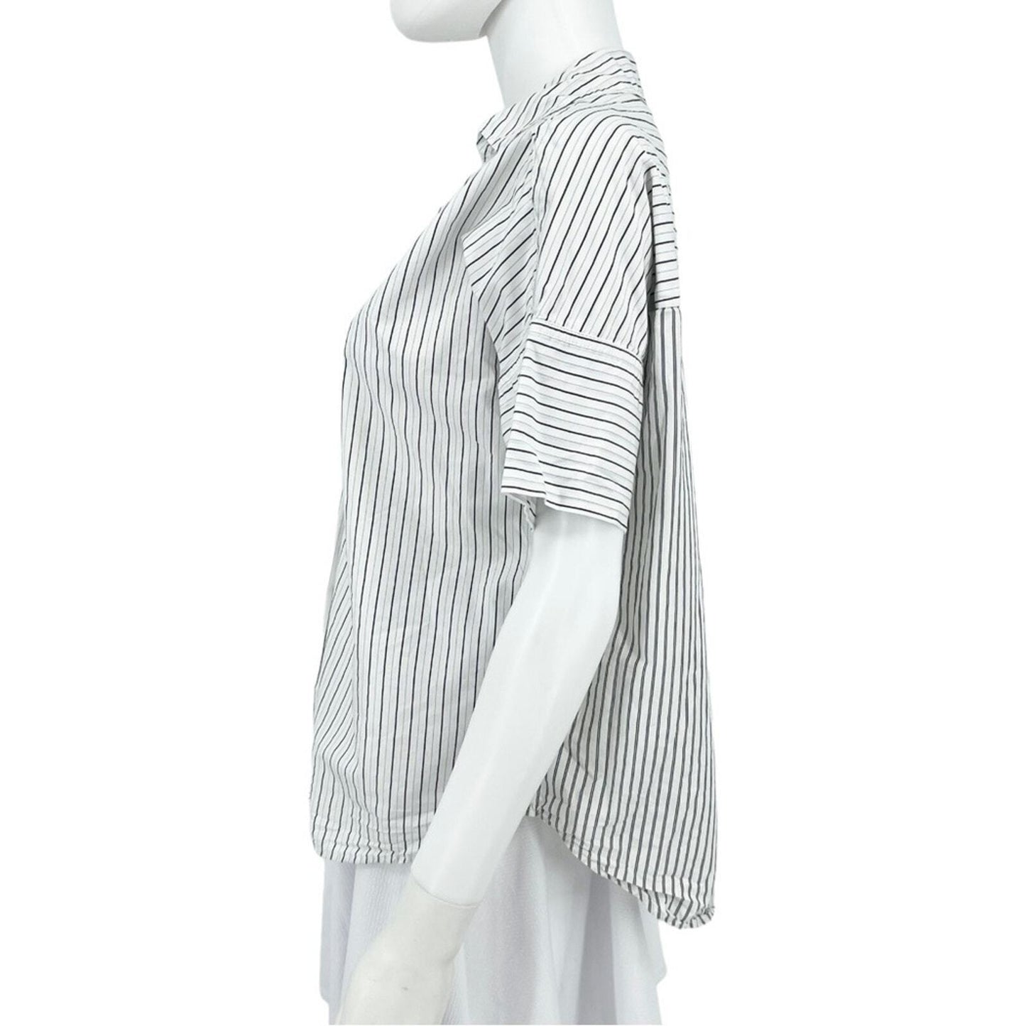 MADEWELL Top Women Size XS Blouse Courier Button Down Back Striped Black & White