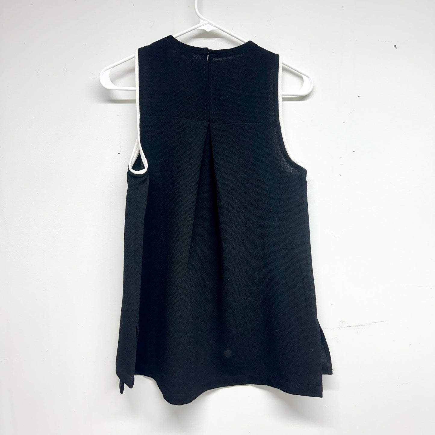 MADEWELL Women Black Crepe Canal Piped White Trim Tank Top Size XS