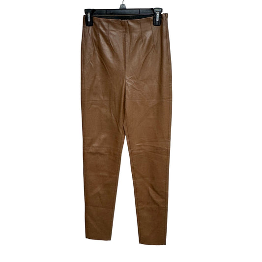 Zara Camel Faux Leather High Rise Ankle Zip Leggings XS Blogger Favorite Holiday