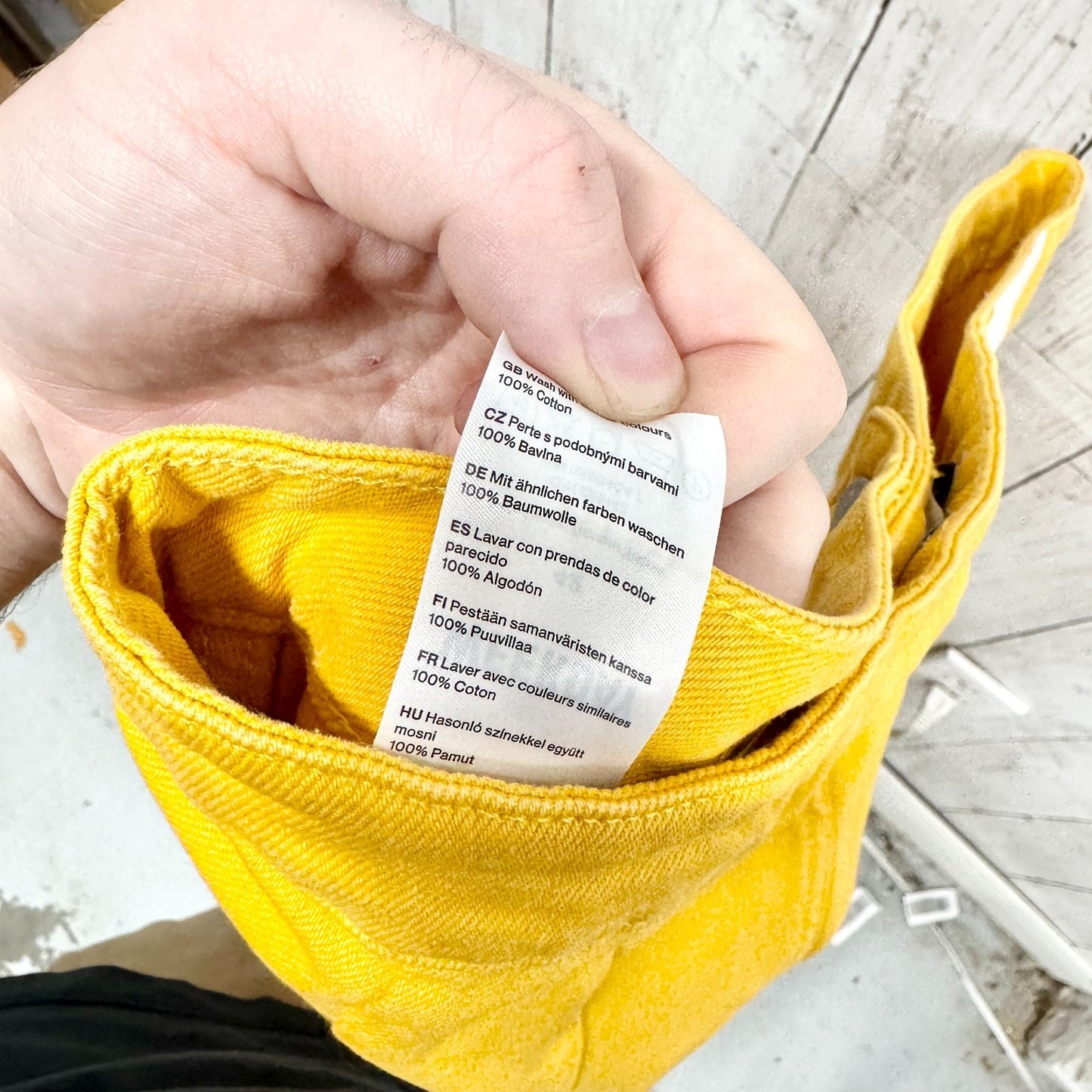 Weekday Pants Women Size 42 Vida Denim Trouser Yellow High Rise Zip Fly Pockets