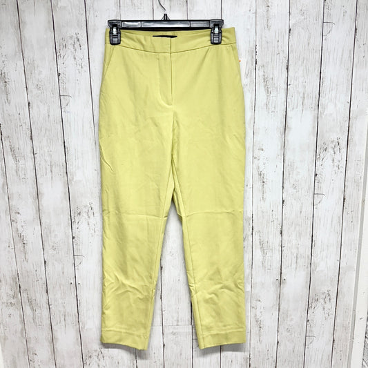 Zara Pants Women Size 2 Pale Matte Yellow Tapered Straight Pants Zip Fly Pockets